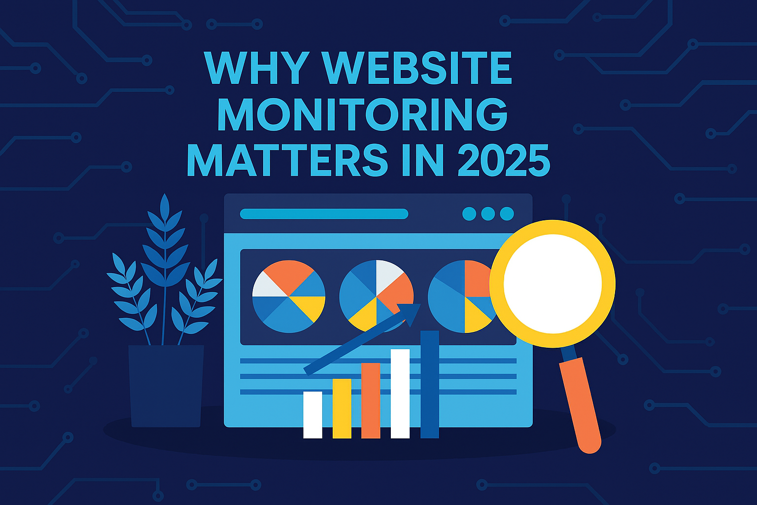 Website monitoring dashboard with graphs and metrics